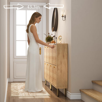 Nicetree Shoe Storage Cabinet for Entryway - Ultra Slim Shoe Cabinet with Tiered Fluted Design