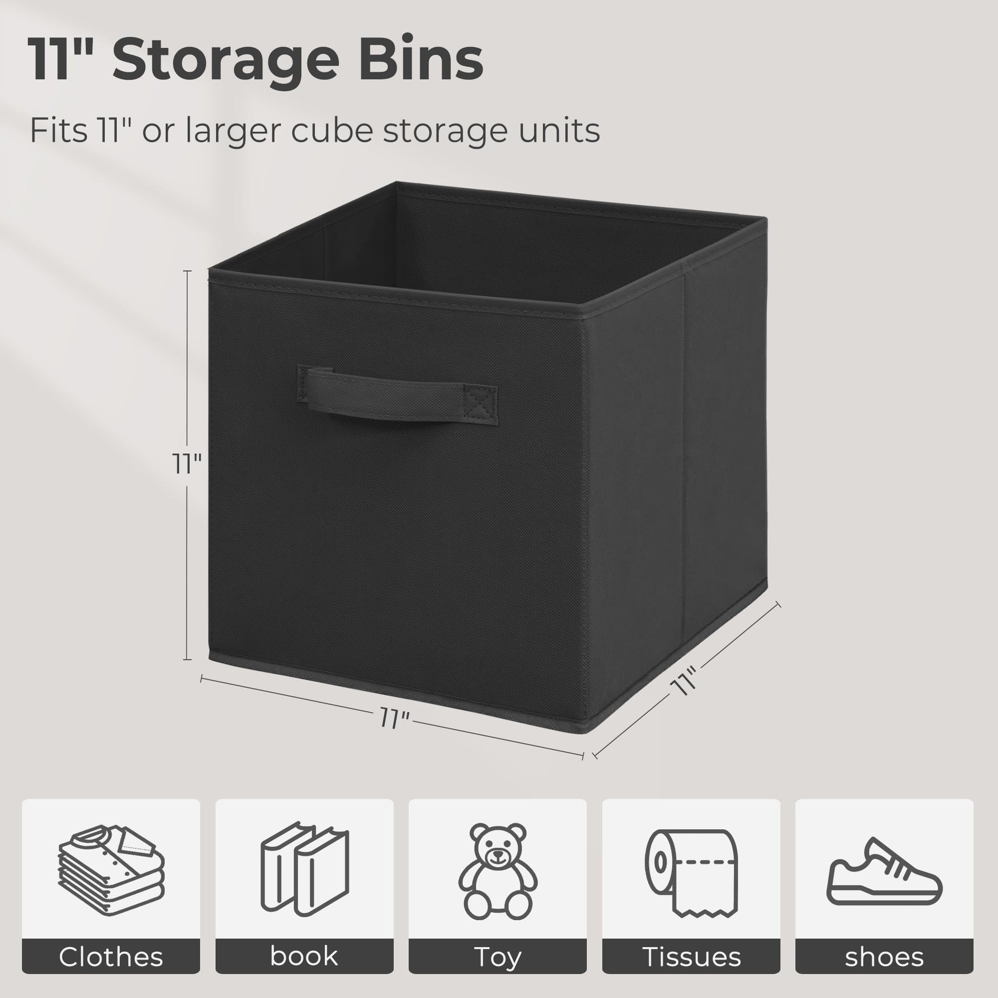 STORAGEIDEAS 11 Inch Fabric Storage Cubes, Sturdy Foldable Storage Bins, Heavy Duty Cube Organizer