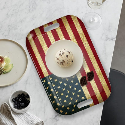 Serving Trays with Handles, 14.5 x 9.8 inch Rectangular Plastic Tray for Restaurant, Kitchen