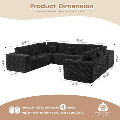 HOOOWOOO Cloud Sectional Couches for Living Room,Modular Sectional Sofa No Assembly,136X110 Inch
