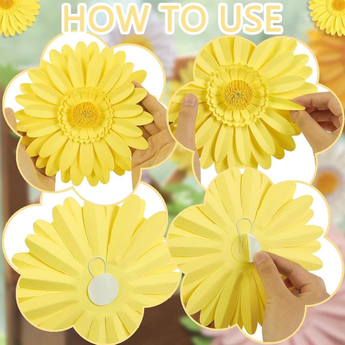 3D Paper Flowers Decorations for Wall, Large Daisy Paper Flowers for Bulletin Board, Wedding, Baby