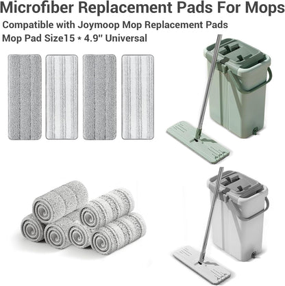 10Pcs Joymoop Mop Replacement Pads, 15 * 4.9'' Universal Mop Pads Mop Head Refills Washable Wet