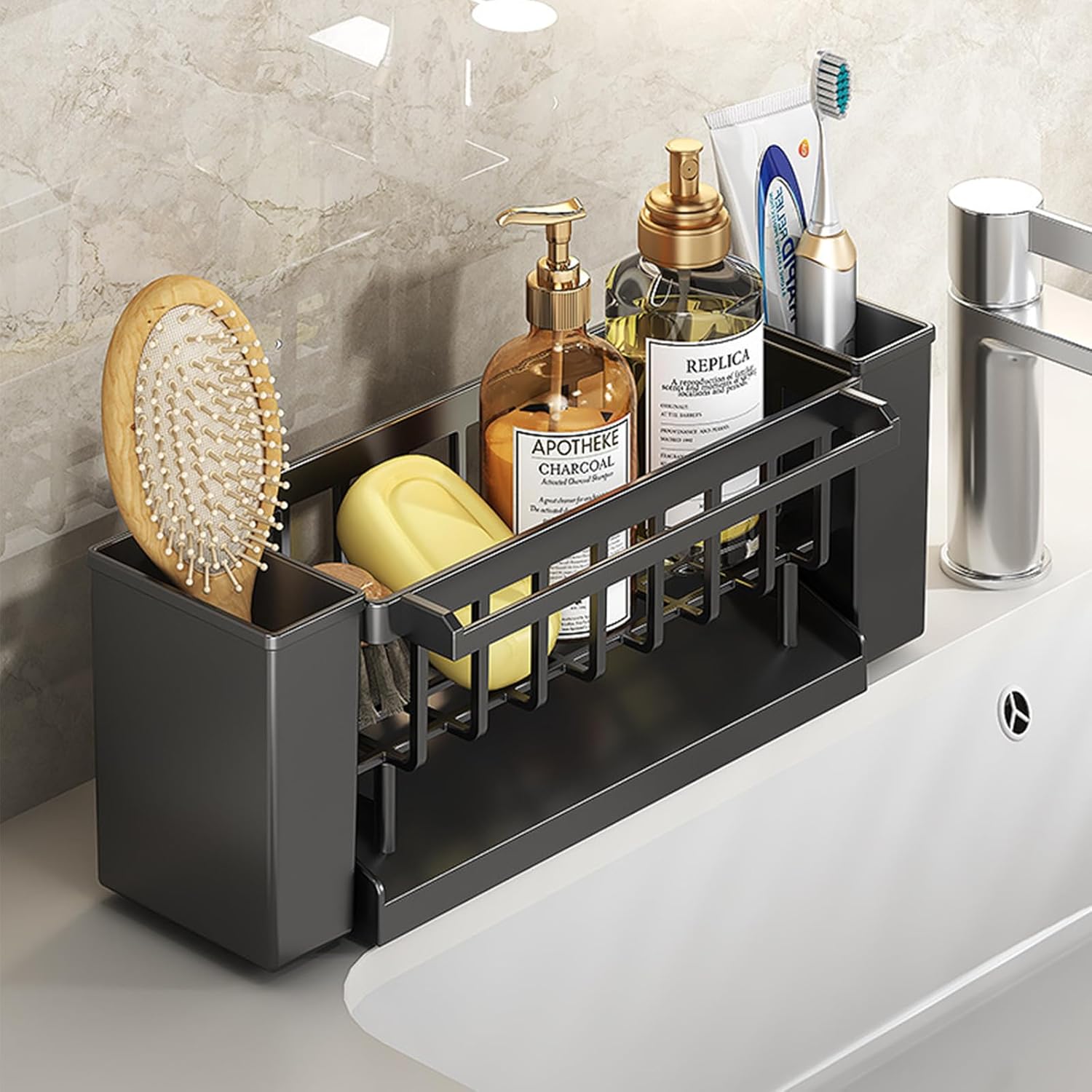 Utensil Holder, 3 Compartments Utensil Drying Rack, Dish Drainer for Kitchen Counter,Kitchen