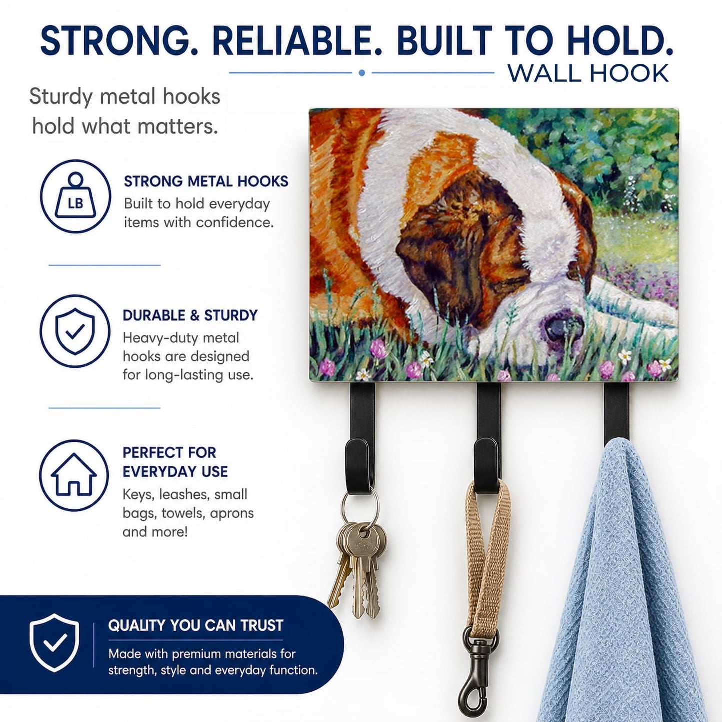 Caroline's Treasures 7445TH68 Saint Bernard Naptime Leash or Key Holder, Wall Hooks, Key Hooks