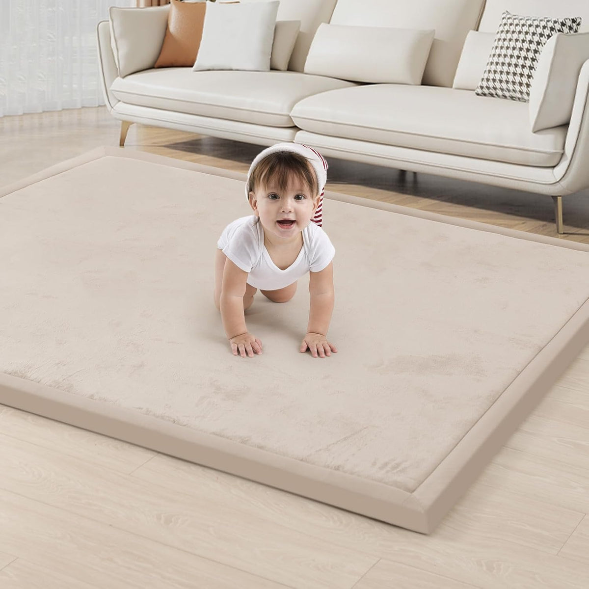ACOMOPACK Baby Play Mat for Floor 1.3" Thick Memory Foam Play Mat 39"×59" Tummy Time Crawling with