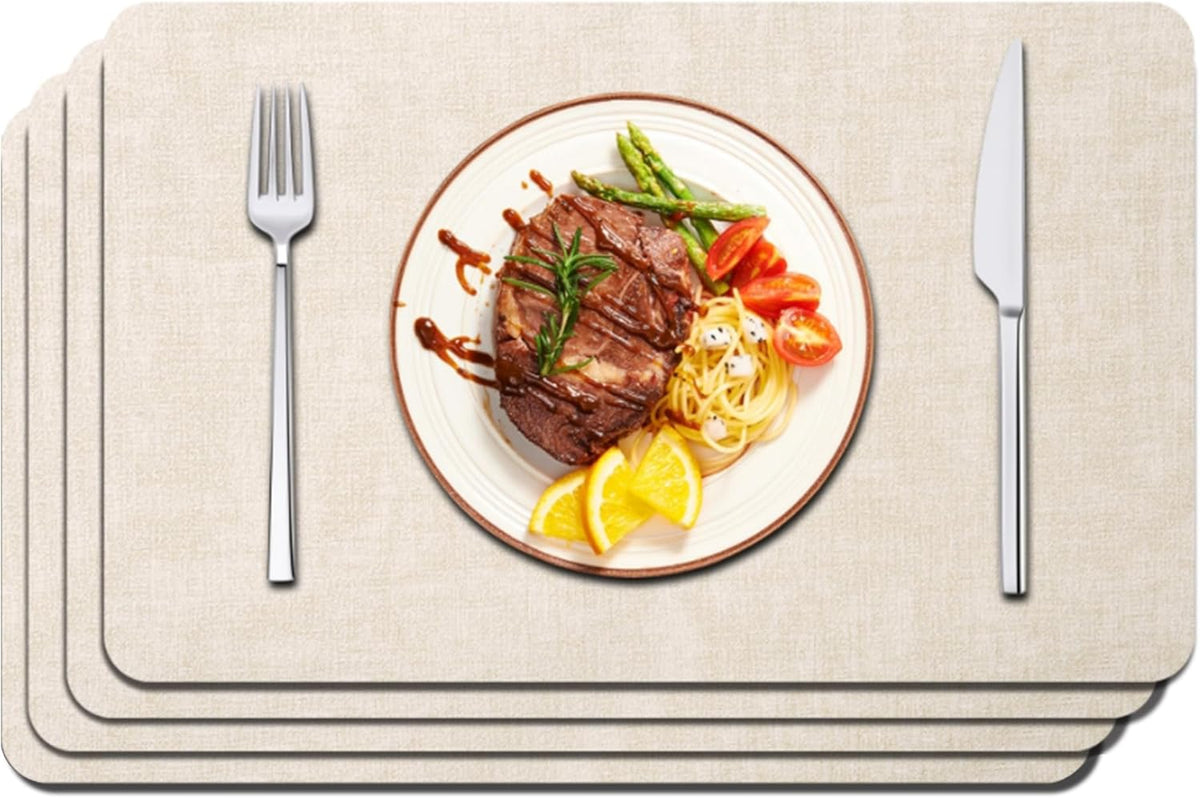 Maxpearl Faux Leather Placemats Set of 4 - Waterproof - Wipe Clean - Heat Resistant - Anti Slip