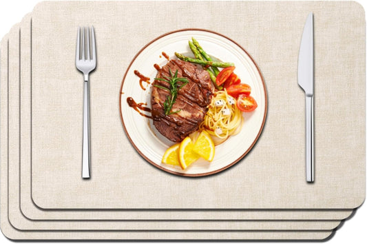 Maxpearl Faux Leather Placemats Set of 4 - Waterproof - Wipe Clean - Heat Resistant - Anti Slip