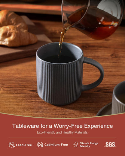 famiware Coffee Mug Set for 6, Star 12 oz Catering Mugs Cup Set with Handle for Coffee, Tea, Cocoa