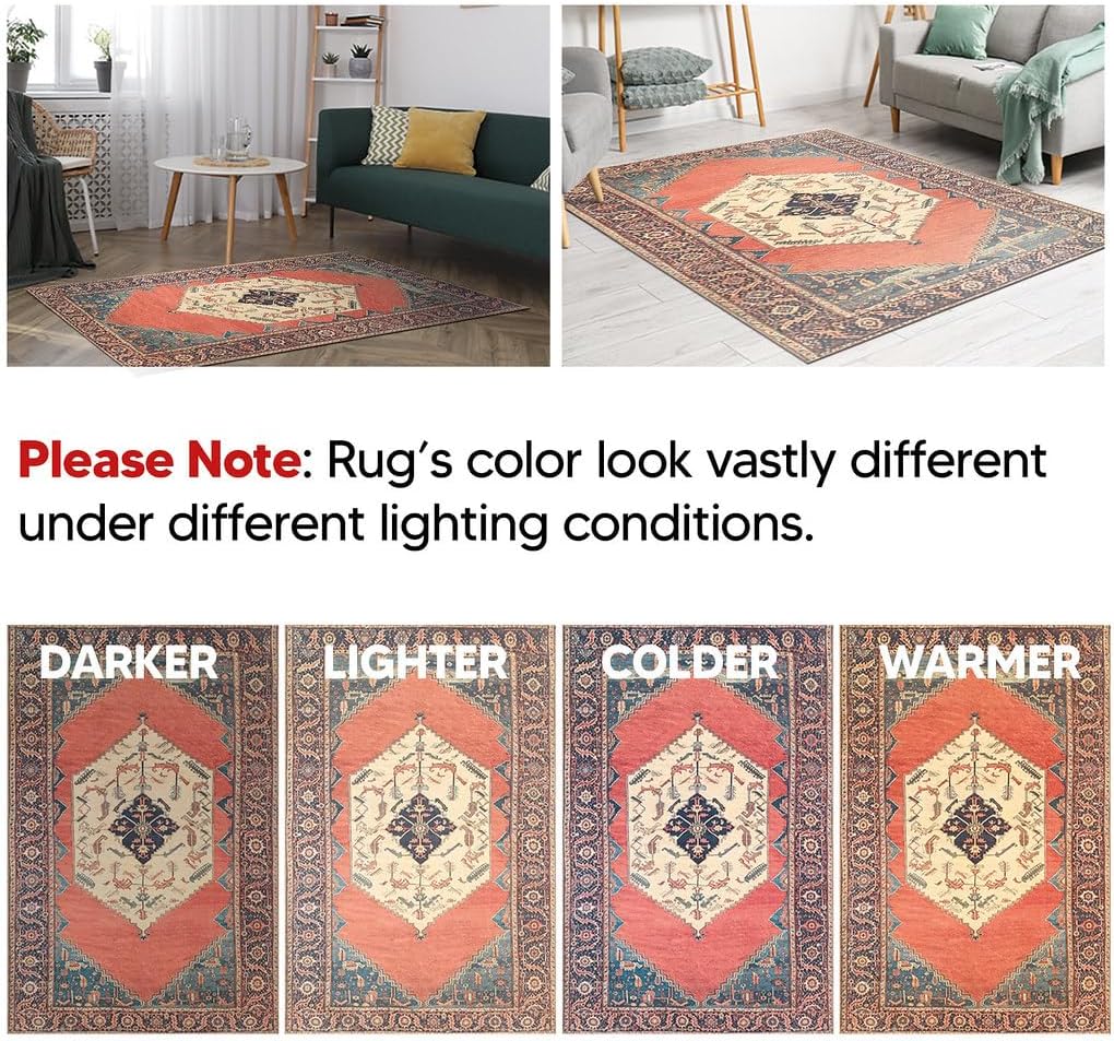 Keen Home Design 8x10 Rug - Machine Washable Area Rug with Non-Slip Backing, Ideal for Living Room