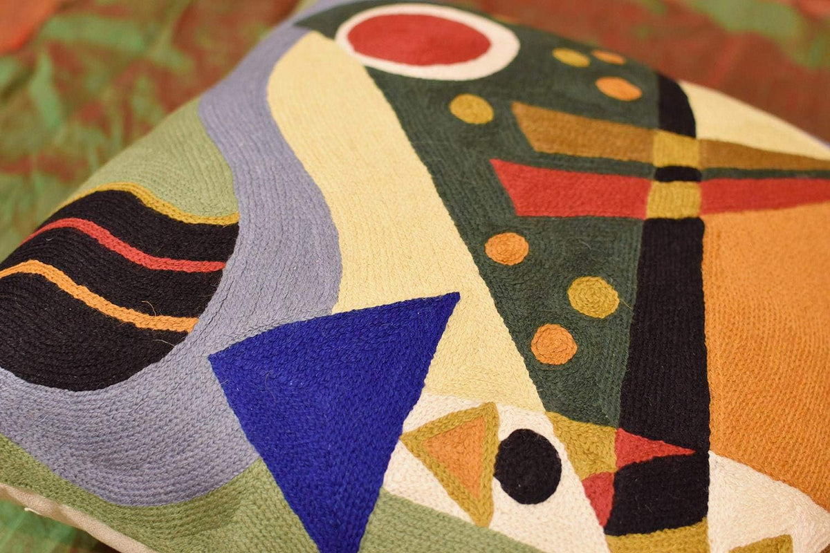 Kandinsky Modern Pillow Cover | Green Abstract Pillows | Modern Outdoor Pillows | Mid Century Chair