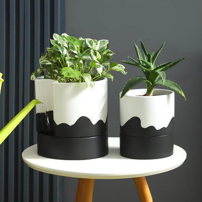 Nihow Self Watering Plant Pot: 8 Inch Ceramic Planter with Drainage Hole & Water Storage Plus for