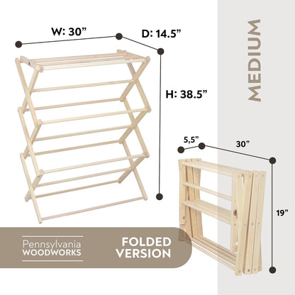 Pennsylvania Woodworks Premium American Maple Clothes Drying Rack - Handcrafted in Pennsylvania