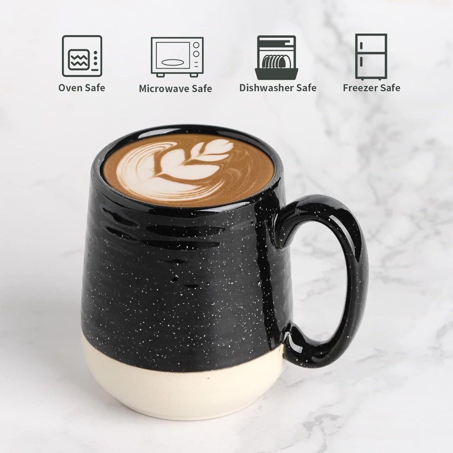 Hasense Coffee Mugs Set of 4, 15 Ounce Ceramic Coffee Cups with Handles, Porcelain Large Latte Mug