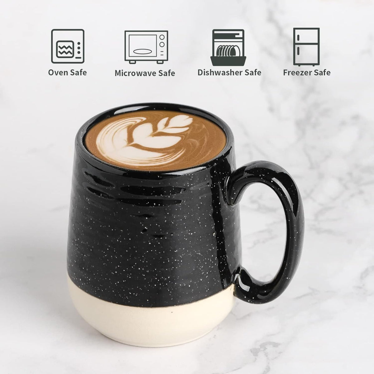 Hasense Coffee Mugs Set of 4, 15 Ounce Ceramic Coffee Cups with Handles, Porcelain Large Latte Mug
