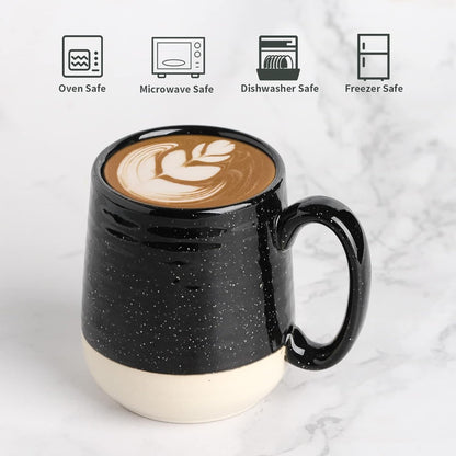 Hasense Coffee Mugs Set of 4, 15 Ounce Ceramic Coffee Cups with Handles, Porcelain Large Latte Mug