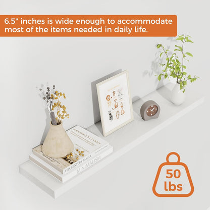 Fun Memories Floating Shelves for Wall, 30" Rustic Wood Deep Wall Mounted Shelves with Invisible