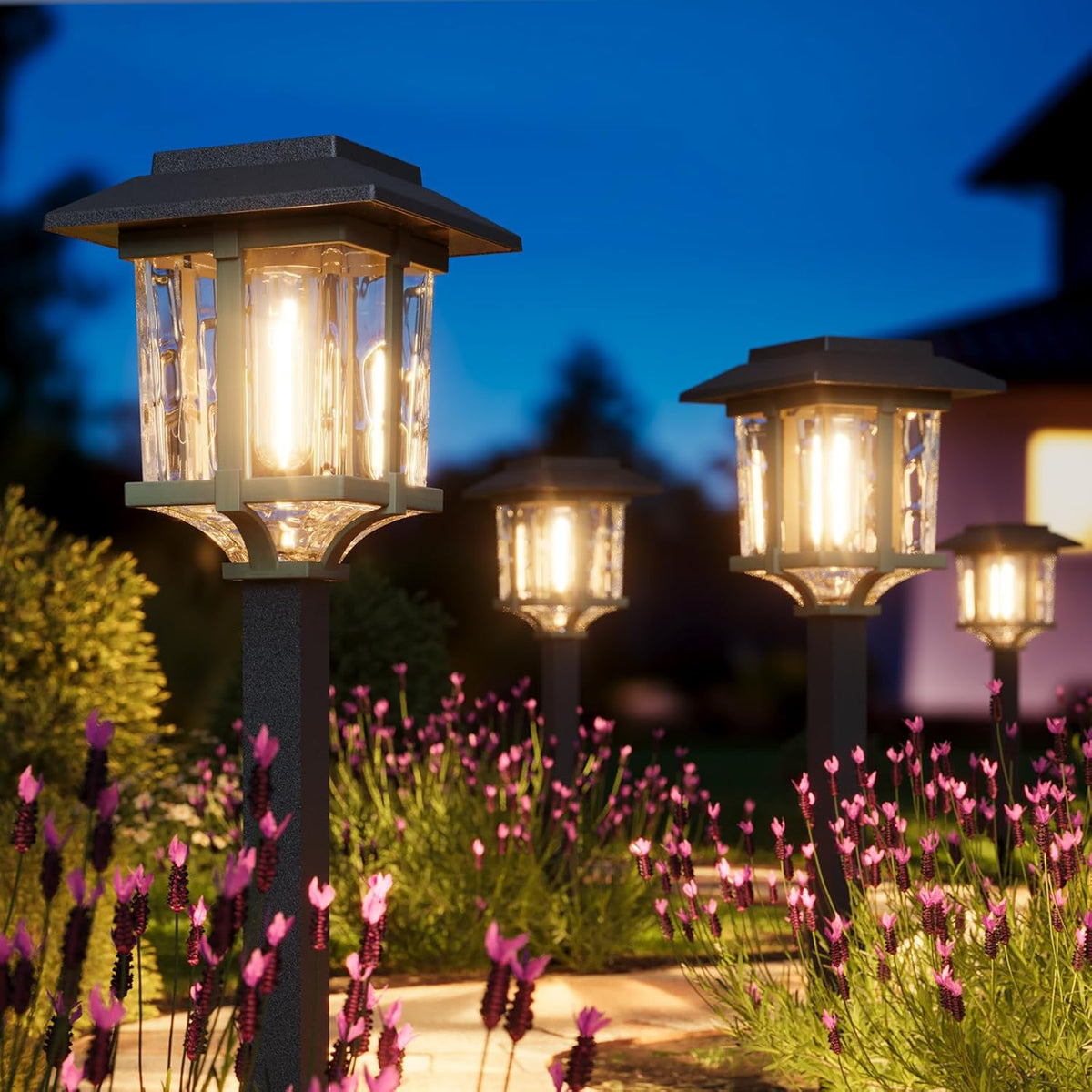 XMCOSY+ Solar Pathway Lights Outdoor, 2-Tone LED Waterproof Garden Outdoor Lighting for Yard
