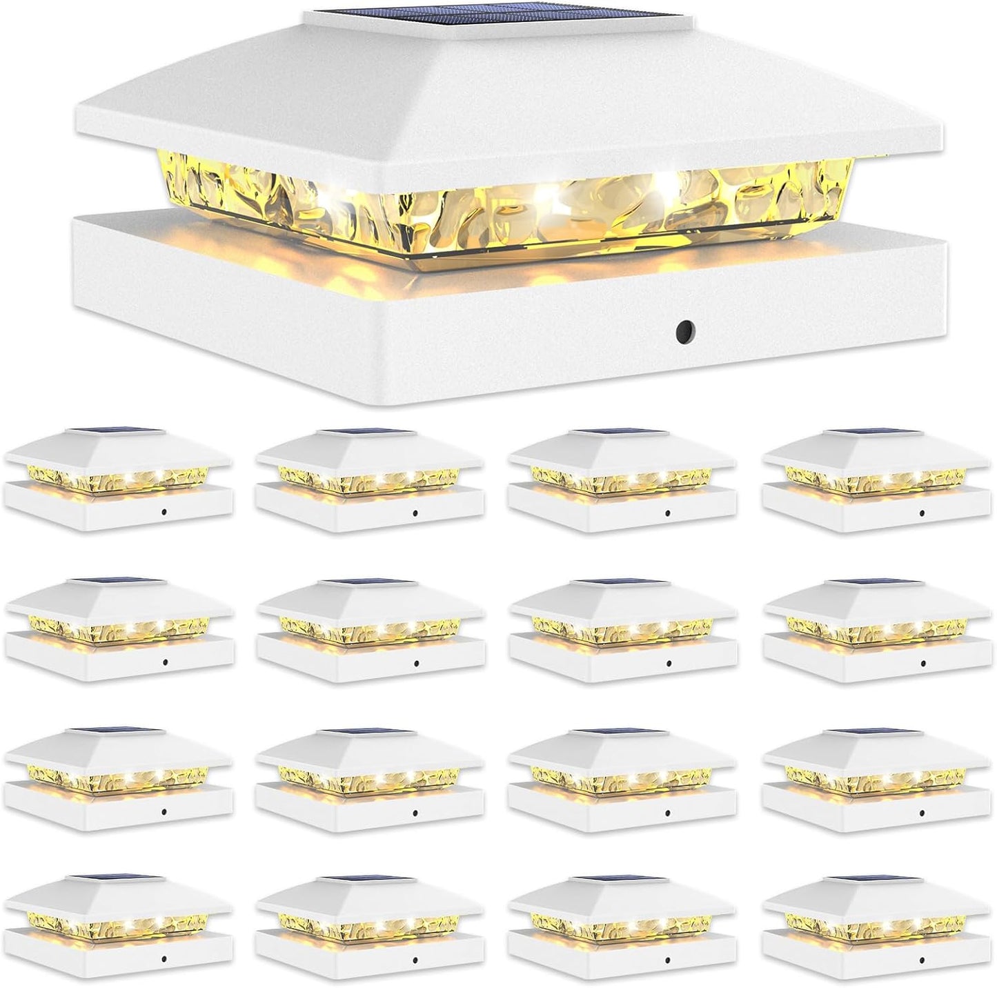 VOLISUN 4x4 Solar Post Cap Light 16pack,Solar Fence - Cap Lights Outdoor Waterproof for