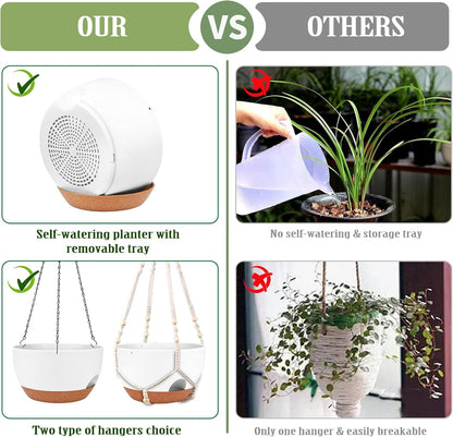 Hanging Planters for Outdoor Indoor Plants, 2 Pack 12 Inch Hanging Basket Plants Outdoor, Self