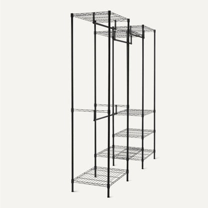Amazon Basics Closet Organizer, Metal Rack with Shelves and Hanging Rod, 70" W x 18" D x 76" H