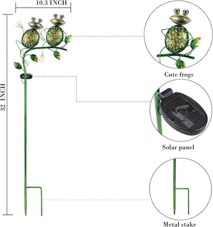 Afirst Solar Lights Outdoor Decorative Metal Sitting Frogs Hollow Out White LED Metal Waterproof