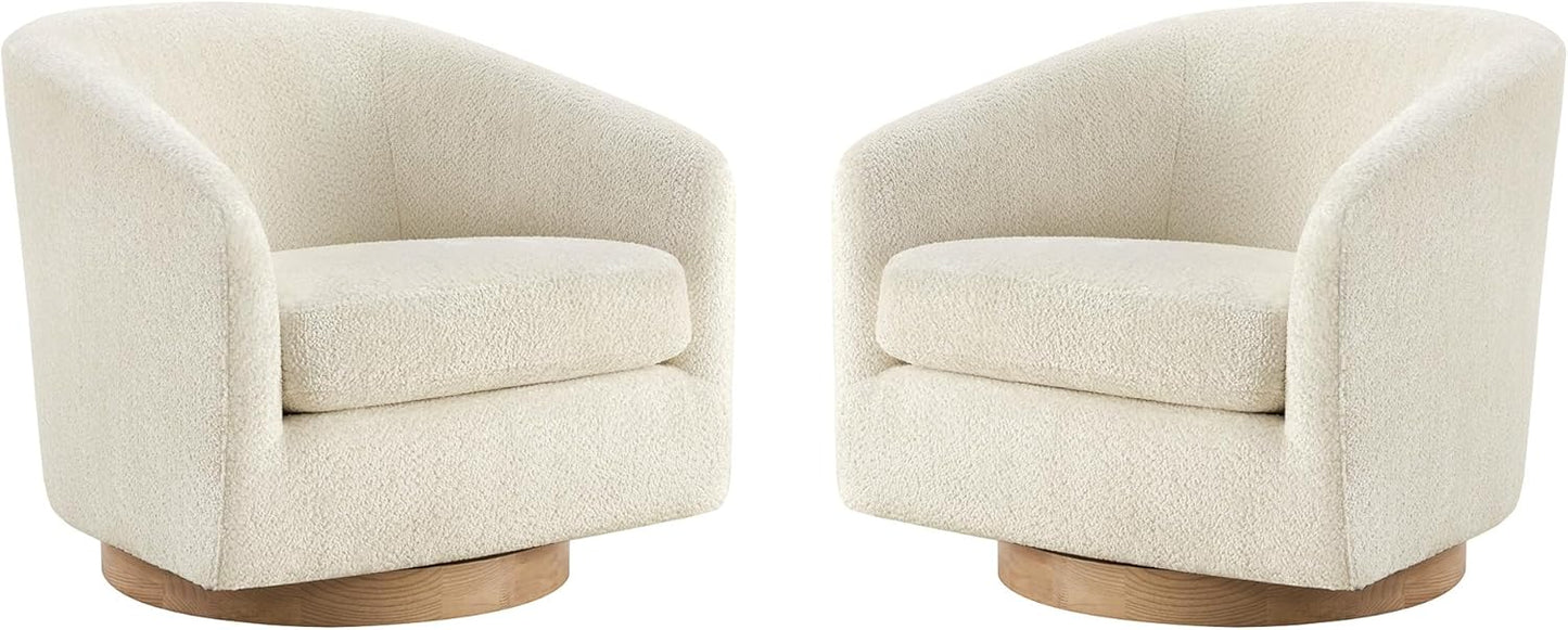CHITA Swivel Accent Chair Set of 2, FSC Certified Upholstered Fabric Barrel Chair for Living Room