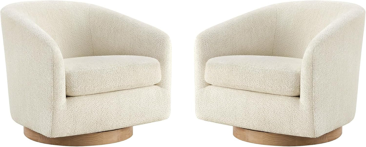 CHITA Swivel Accent Chair Set of 2, FSC Certified Upholstered Fabric Barrel Chair for Living Room