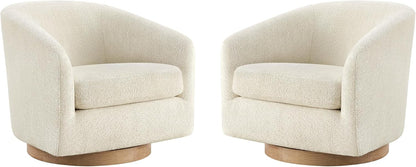 CHITA Swivel Accent Chair Set of 2, FSC Certified Upholstered Fabric Barrel Chair for Living Room
