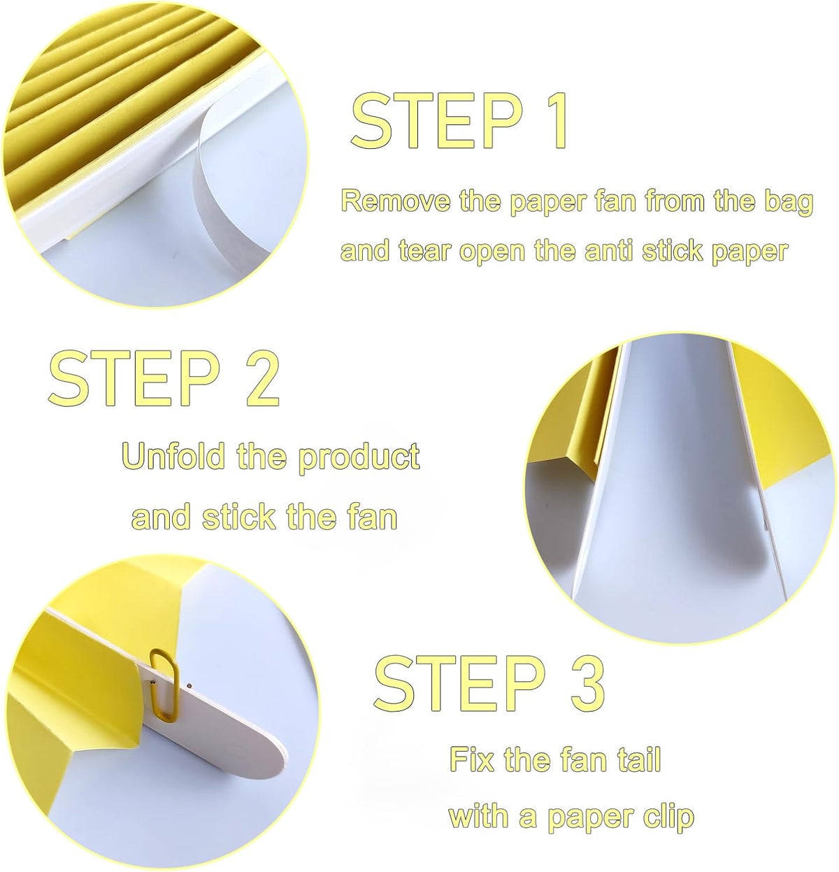 BARTHEW Yellow Hanging Paper Fans,Yellow Accessories Paper Decorations for Party,Color Party