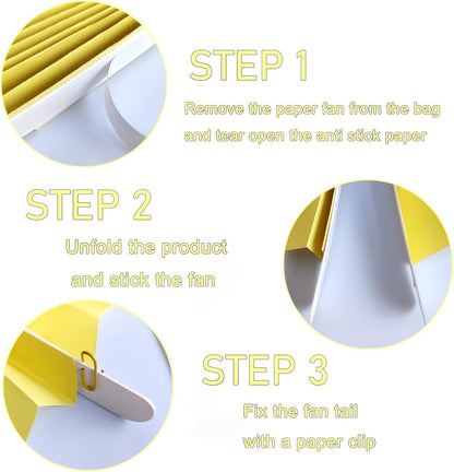 BARTHEW Yellow Hanging Paper Fans,Yellow Accessories Paper Decorations for Party,Color Party