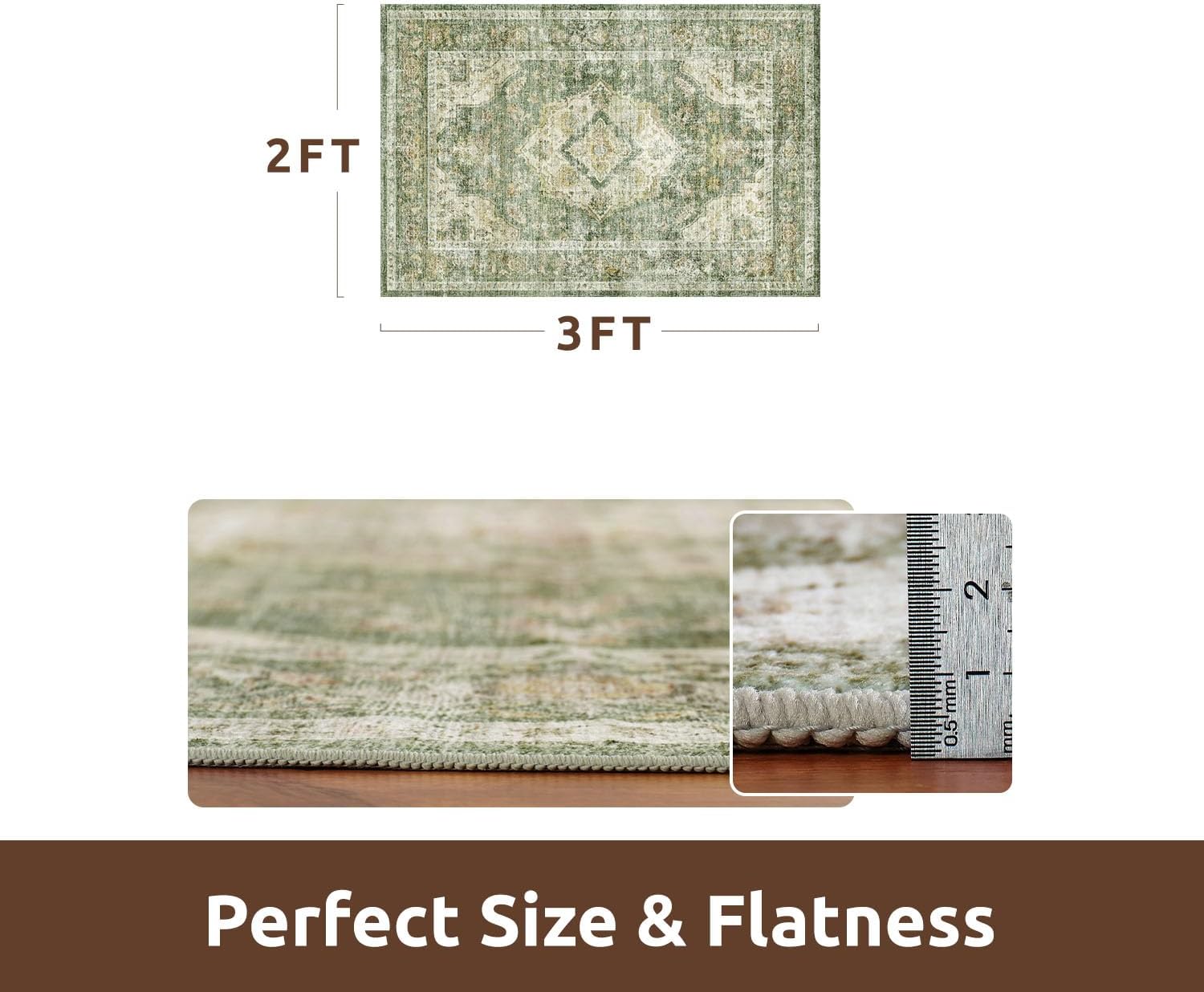 AMOAMI-2X3 Small Rug-Washable Rugs Entryway Mat Indoor-Soft Vintage Non Slip Rugs for Kitchen