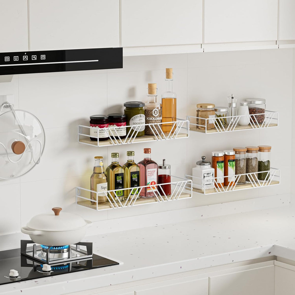 Floating Shelves for Wall Set of 4, Different Sizes Mounted Wood Floating Shelf, Wall Shelves for