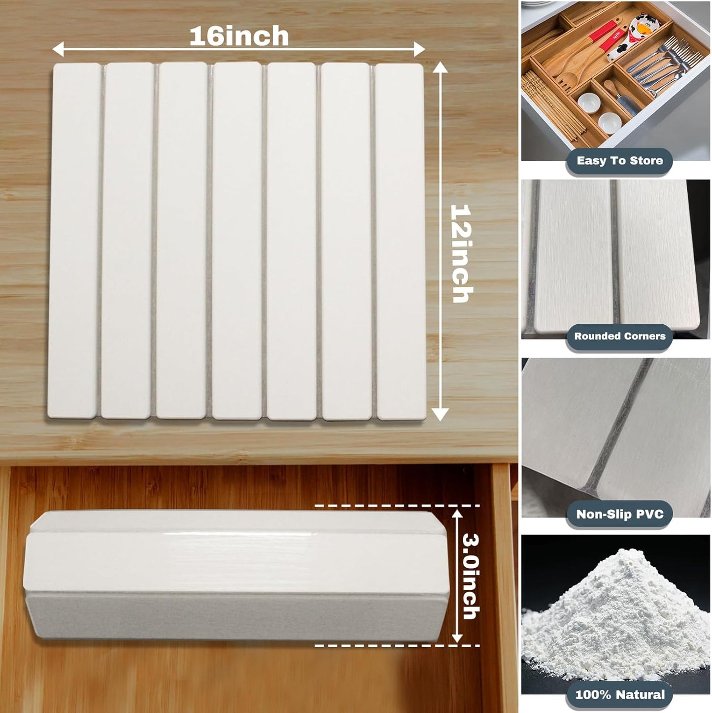 Large Stone Dish Drying Mats for Kitchen Counter, Quick Dry Absorbent Collapsible Dish Drying
