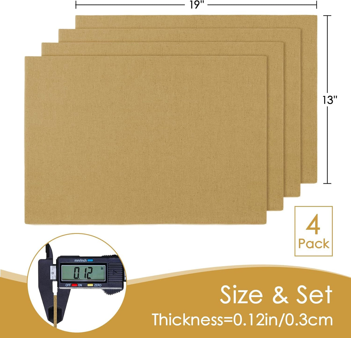 MANSPHIL Khaki Cloth Placemats Set of 4, Washable Thick Faux Linen Place Mats Heat Resistant Double