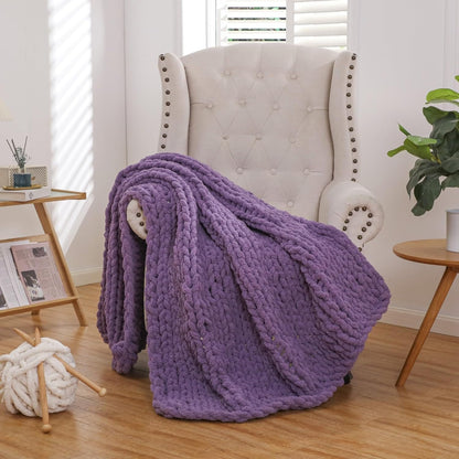 WESHIONGOO Chunky Knit Blanket Throw Knitted Throw Blankets for Couch Bed Fluffy Soft Blanket with