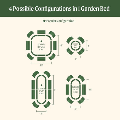 Vego garden 32" Extra Tall Raised Garden Bed Kits,4 in 1 Modular Raised Planter Box for Vegetables