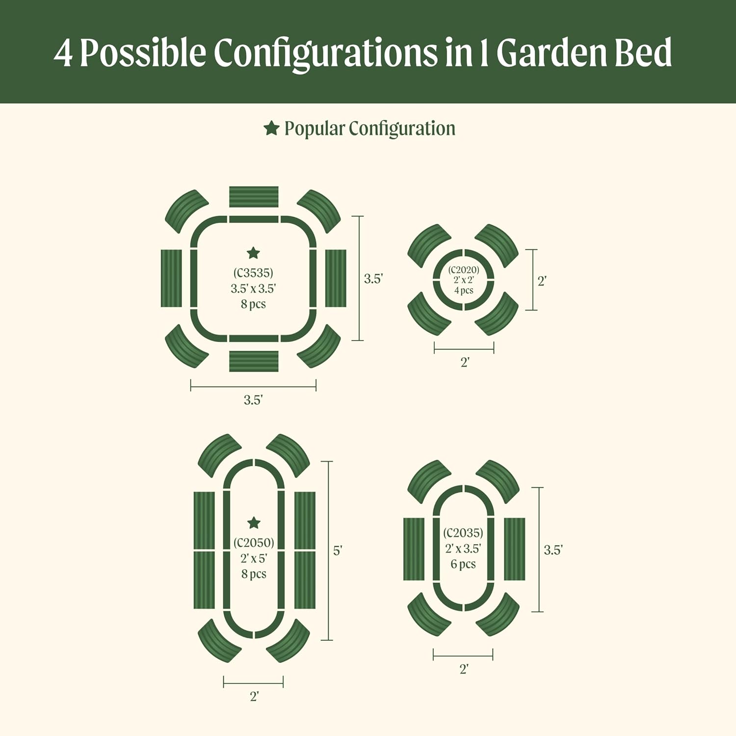 Vego garden 32" Extra Tall Raised Garden Bed Kits,4 in 1 Modular Raised Planter Box for Vegetables