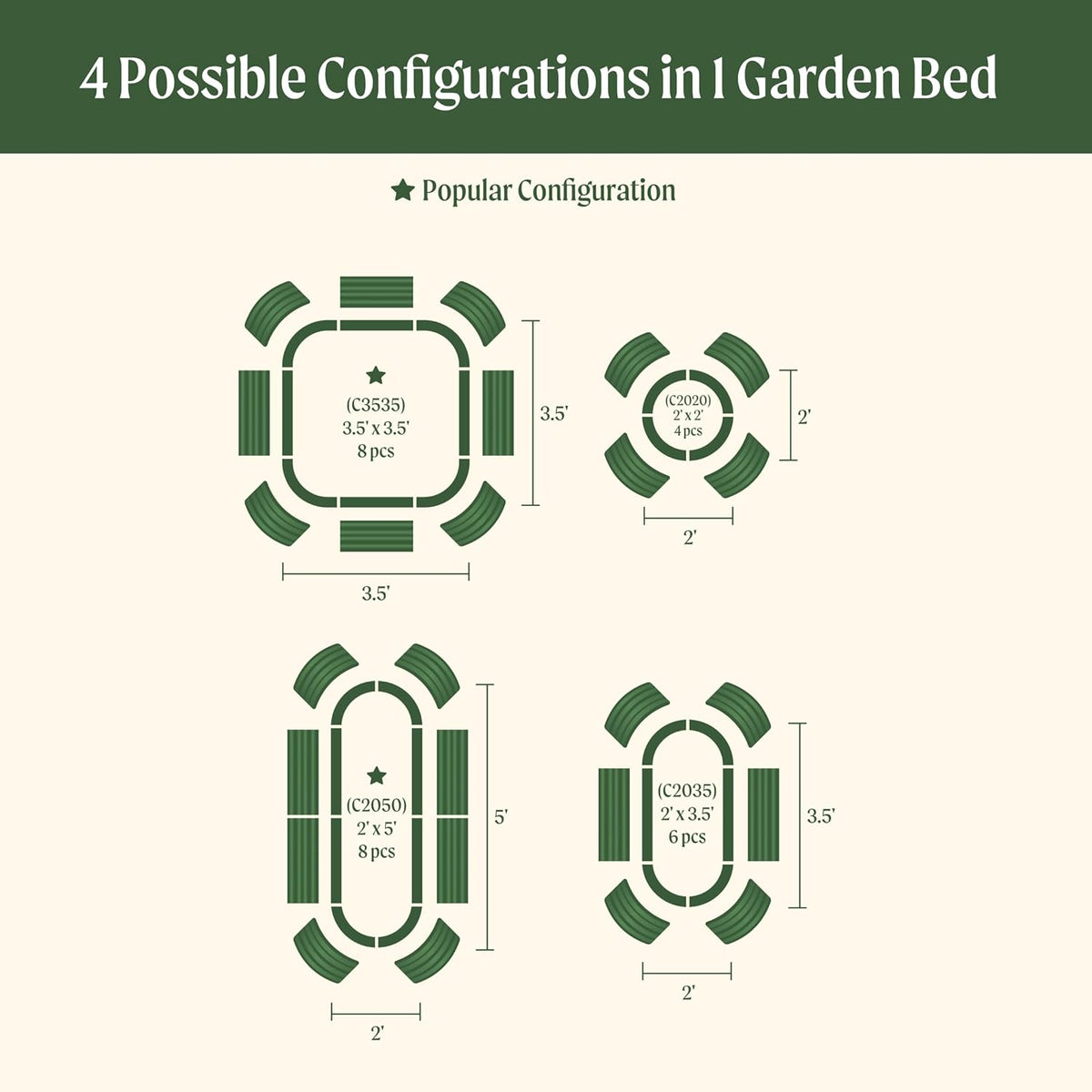 Vego garden 32" Extra Tall Raised Garden Bed Kits, 4 in 1 Modular Raised Planter Box for Vegetables