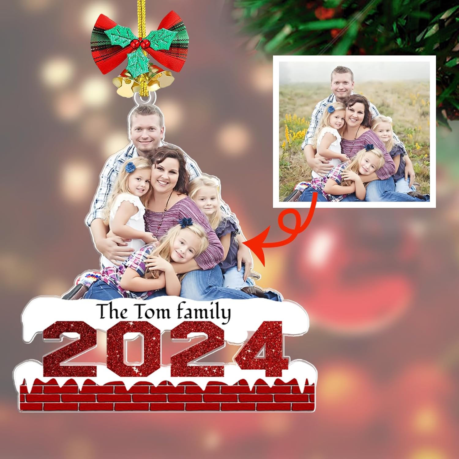 Personalized Christmas Ornament 2025, Photo Acrylic Customized Family Baby's Frist Christmas