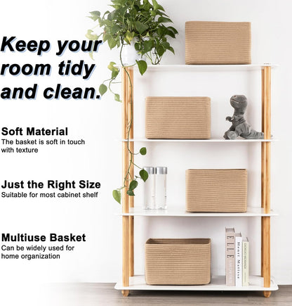 4 Pack Storage Baskets for Organizing, Woven Baskets for Shelves - Perfect for Toys, Books, Towels