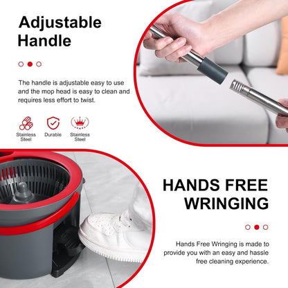 360° Spin Mop and Bucket Set Cleaning System,Mop and Bucket with Wringer Set for Home,Wet Dust Mop