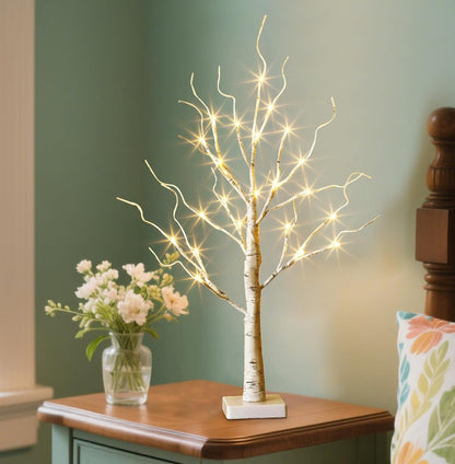 EAMBRITE Lighted Birch Tree Spring Decorations for Home, White Birch Tree with Lights, 24 LED