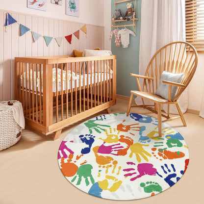 STARUIA Large Round Rug for Classroom 6 Ft, Colorful Circle Rug for Nursery, Washable Kids Rug for