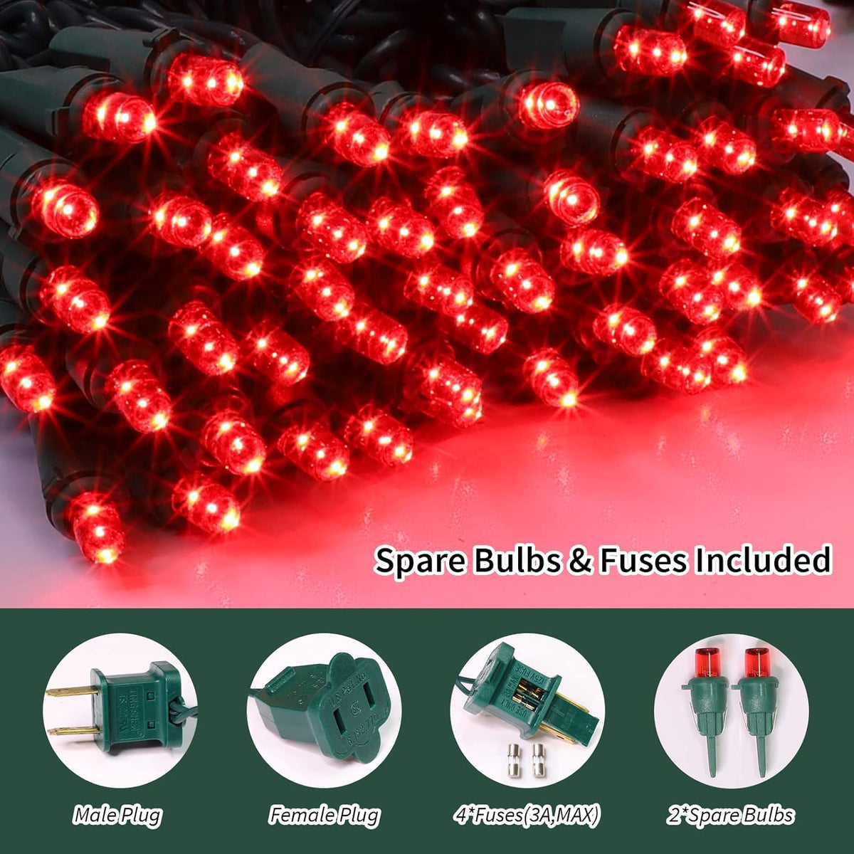100 Count Red -String Lights - 21.6FT LED Christmas Lights, Mini led Lights for Indoor Outdoor Home