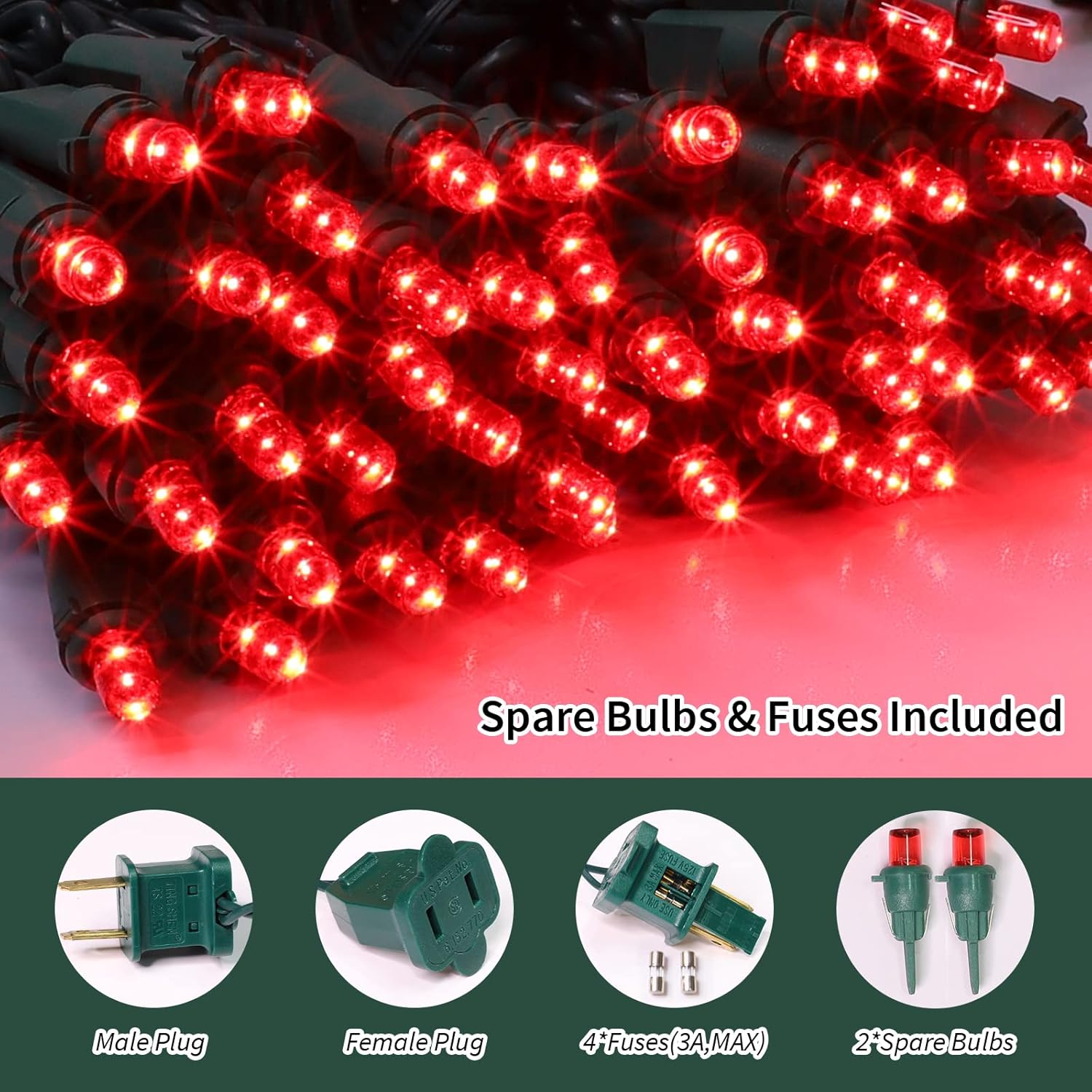 100 Count Red -String Lights - 21.6FT LED Christmas Lights, Mini led Lights for Indoor Outdoor Home