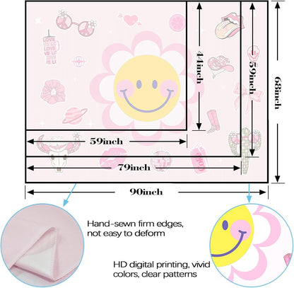 Lunerfex Y2K Tapestry Pink Sun Wall Tapestry, Cute Tapestries for Bedroom Funny Tapestries Wall
