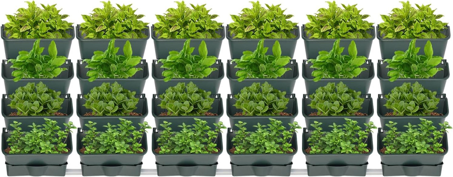 24Pack Vertical Wall Garden Planter, 13 inch Wall-mounted Garden Planters, Stackable Hanging
