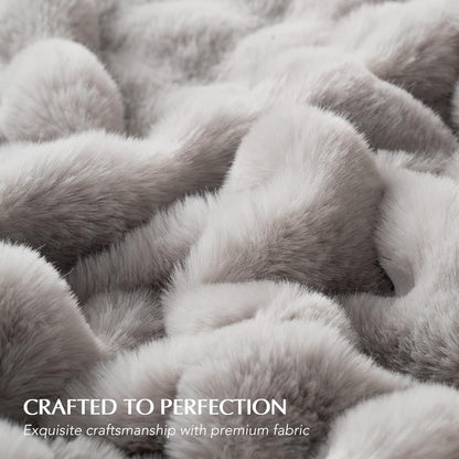EVERGRACE Ultra Soft Luxury Fluffy Ridgeline Faux Rabbit Fur Throw Blanket, Thick Warm Fuzzy