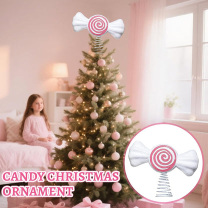 Retisee 9.8 in Large Pastel Candy Christmas Tree Topper Pink Candy Swirl Treetop Pink Pastel