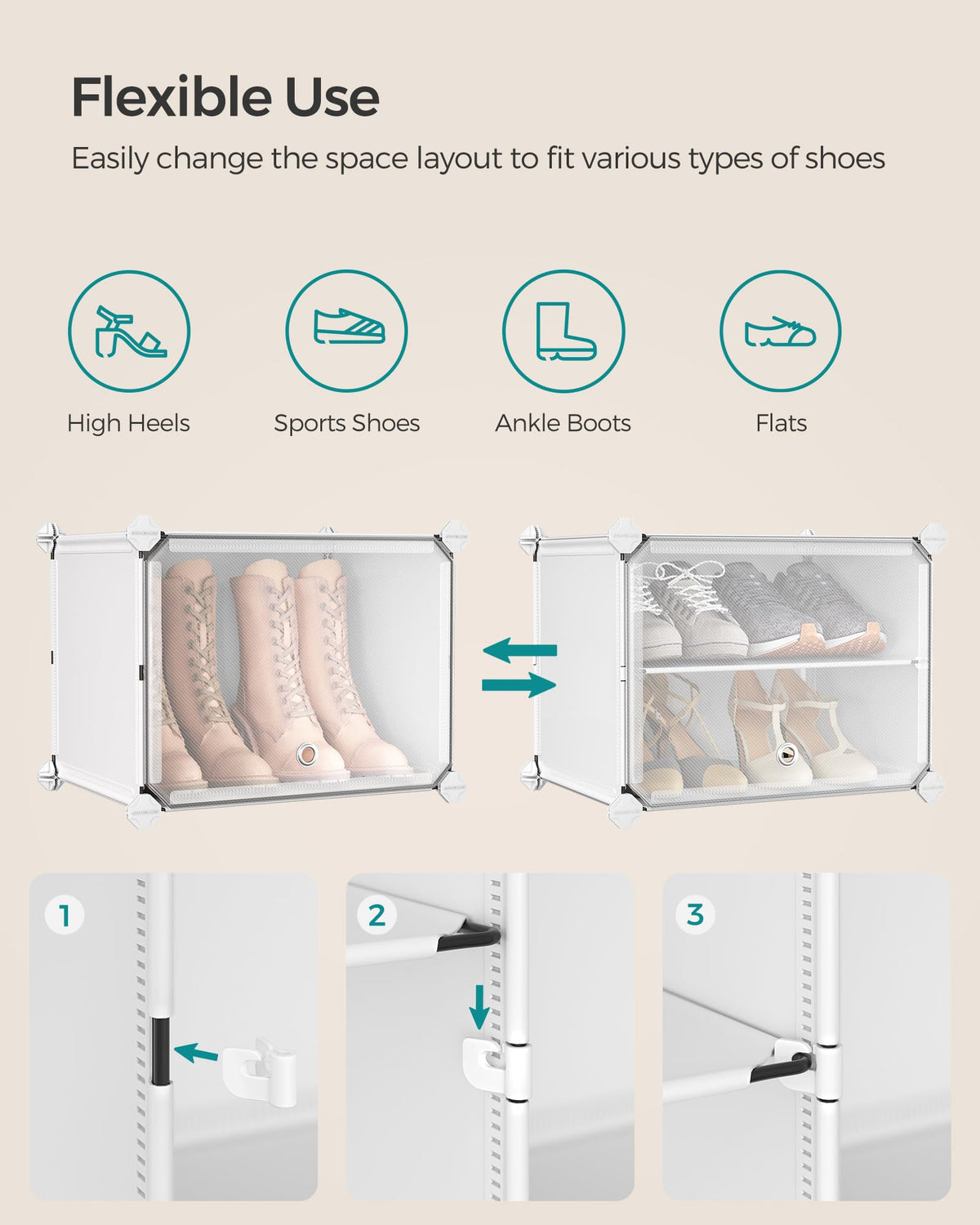 SONGMICS Shoe Rack, 12-Tier with Doors, 48-Pair Storage Cabinet